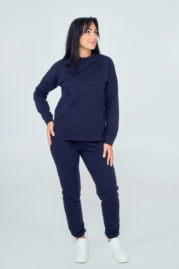 Women's suit: pants + sweatshirt: Dark blue